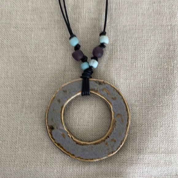 Ceramic necklace with glass beads - Picture 3 of 8